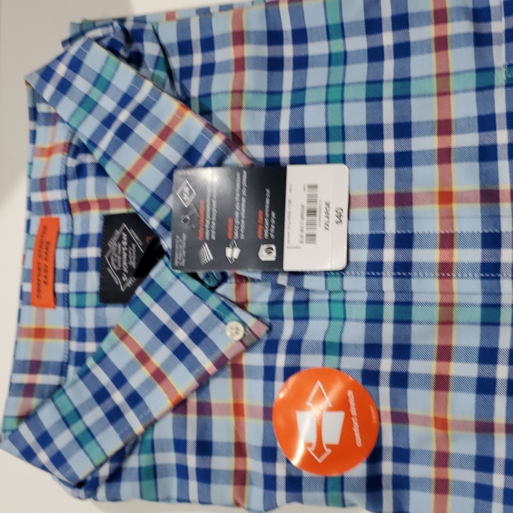 Men's St John's Bay Short Sleeve Button-up Plaid Shirt Size XXL  NWT